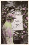 VINTAGE POSTCARD Fantaisie Woman Lives St Edouard