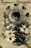 VINTAGE POSTCARD Fantasy Woman Language of the daisy