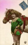 VINTAGE POSTCARD Fantasy Child Pony