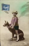 CPA Fantaisie Enfant Chien