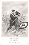 VINTAGE POSTCARD Fantasy Woman the true plebiscite Alsace Georges Scott Militaria