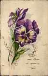 VINTAGE POSTCARD Fantasy Flowers violets