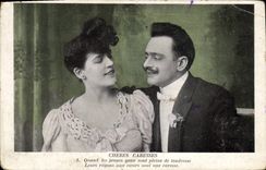 VINTAGE POSTCARD Fantasy Woman Dear caresses