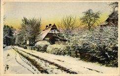 VINTAGE POSTCARD Fantasy Landscape Road in snow