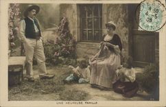 VINTAGE POSTCARD Fantasy Woman a happy Children family