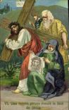 CPA Fantaisie Une femme pieuse essuie la face de Jesus 