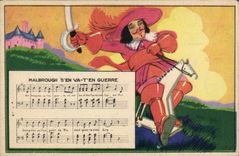 CPA Fantaisie Malbrough s'en va t'en guerre Cheval Chanson 