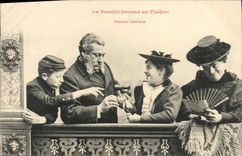 VINTAGE POSTCARD Fantasy the Durand family with the theater During the interval Range