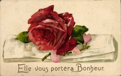 VINTAGE POSTCARD Fantasy Fleuirs Pink