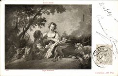 VINTAGE POSTCARD Fantasy Woman pastoral Prone Butcher