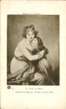 VINTAGE POSTCARD Paris Museum of Louvre Vigee the Brown Portrait of Mrs the Brown one and her daughter