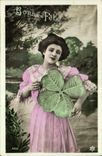 VINTAGE POSTCARD Fantasy Woman Clover