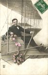 VINTAGE POSTCARD Fantasy Man Plane
