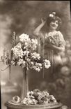 VINTAGE POSTCARD Fantasy Woman Flowers