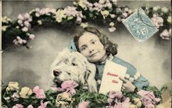 VINTAGE POSTCARD Fantasy Child Dog