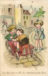 VINTAGE POSTCARD Fantasy Children Car Baby carriage