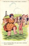 VINTAGE POSTCARD Fantasy Humor with the beach Lighthouse