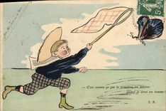 CPA Fantaisie Enfant Chasse aux papillons 