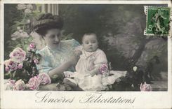 VINTAGE POSTCARD Fantasy Child wife Baby