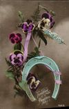 VINTAGE POSTCARD Fantaisie Flowers Horseshoe