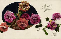 Flores de la fantasía de la POSTAL de la VENDIMIA