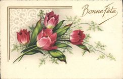 Flores de la fantasía de la POSTAL de la VENDIMIA