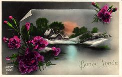 Flores de la fantasía de la POSTAL de la VENDIMIA