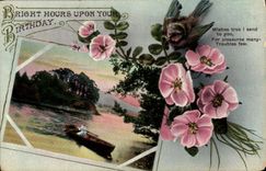 Flores de la fantasía de la POSTAL de la VENDIMIA