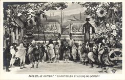 CPA Fantaisie Chantecler et le coq de combat Poules