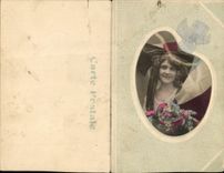 CPA Fantaisie Femme Alsace Drapeau