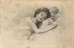VINTAGE POSTCARD Fantasy Child wife