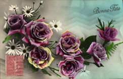 Flores de la fantasía de la POSTAL de la VENDIMIA