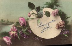 Flores de la fantasía de la POSTAL de la VENDIMIA