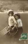 VINTAGE POSTCARD Fantasy Children Toboggan