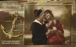 CPA Fantaisie Femme Marin Ancre de mer