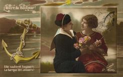 CPA Fantaisie Femme Marin Ancre de mer