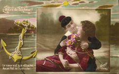 CPA Fantaisie Femme Marin Ancre de mer