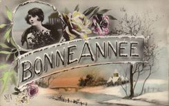 VINTAGE POSTCARD Fantasy Woman Happy New Year