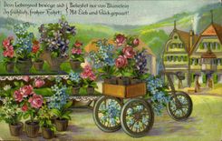 CPA Fantaisie Fleurs Cycle Velo 