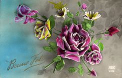 Flores de la fantasía de la POSTAL de la VENDIMIA