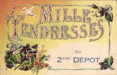 CPA Fantaisie Mille tendresses 2eme depot Fleurs Colombe 