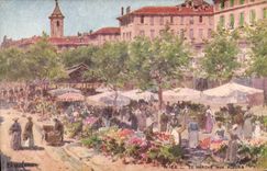 VINTAGE POSTCARD Nice Market with the flowers