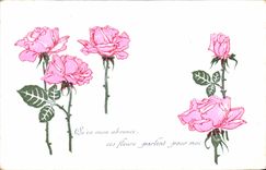 Flores de la fantasía de la POSTAL de la VENDIMIA