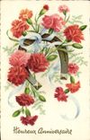 VINTAGE POSTCARD Fantaisie Flowers Horseshoe