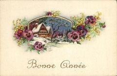 Flores de la fantasía de la POSTAL de la VENDIMIA