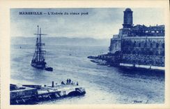 CPA Marseille L'Entree Du Vieux Port Bateau