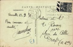 POSTAL Versalles de la VENDIMIA el parque el lavabo De Neptuno un día de agua grande