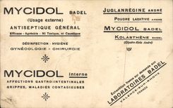 POSTAL Vercors Bridge De Goule Black de la VENDIMIA en la valencia de Badel de los laboratorios de Mycidol Anitseptique de la publicidad de Bourne en el Rhone