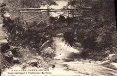 Interior rústico del puente de Chatelguyon de la POSTAL de la VENDIMIA del parque