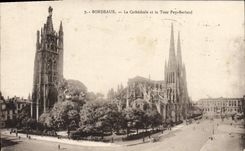 VINTAGE POSTCARD Bordeaux the Cathedral and the Tower Pey Berland